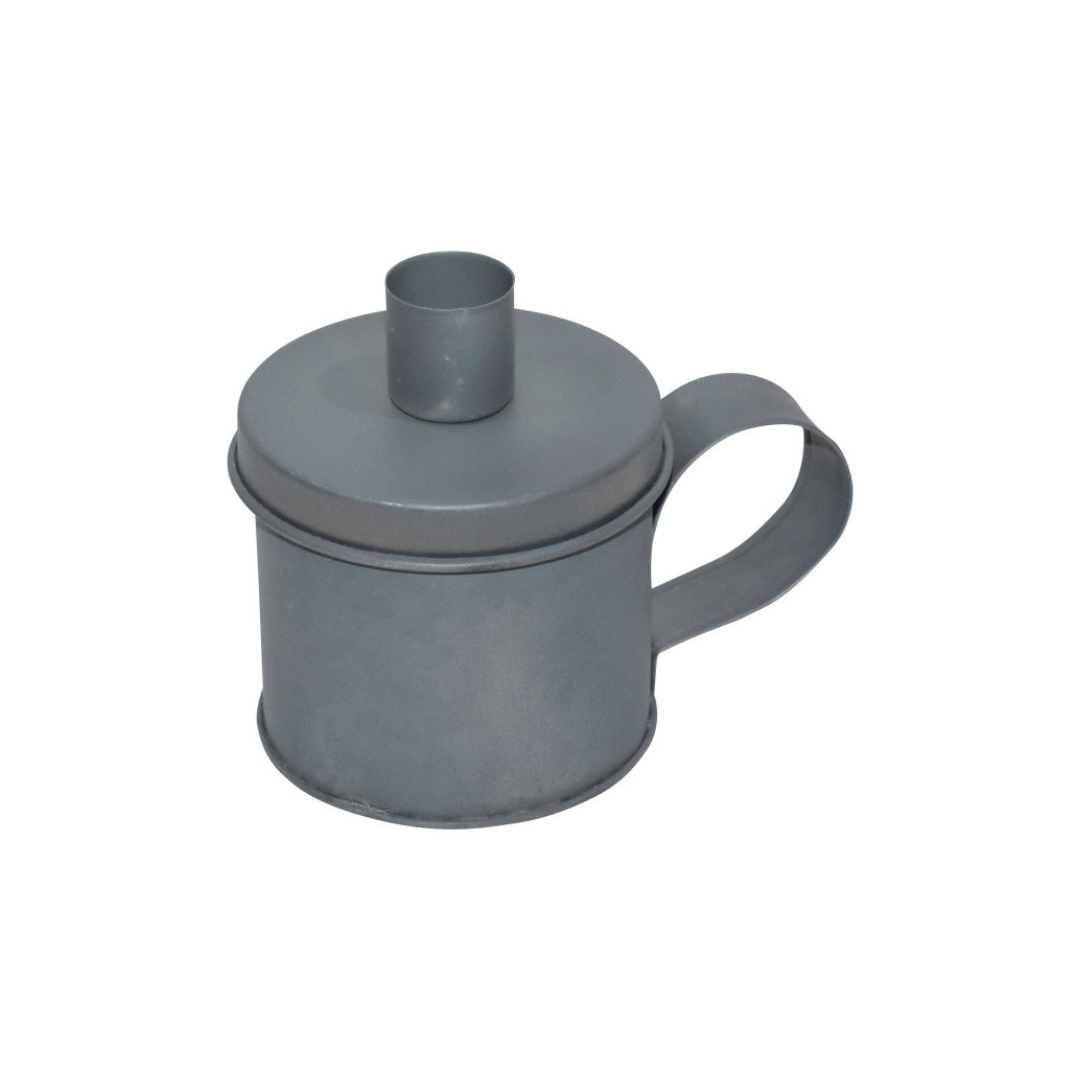 Kleiner Zinkbecher mit Deckel für Kerzen