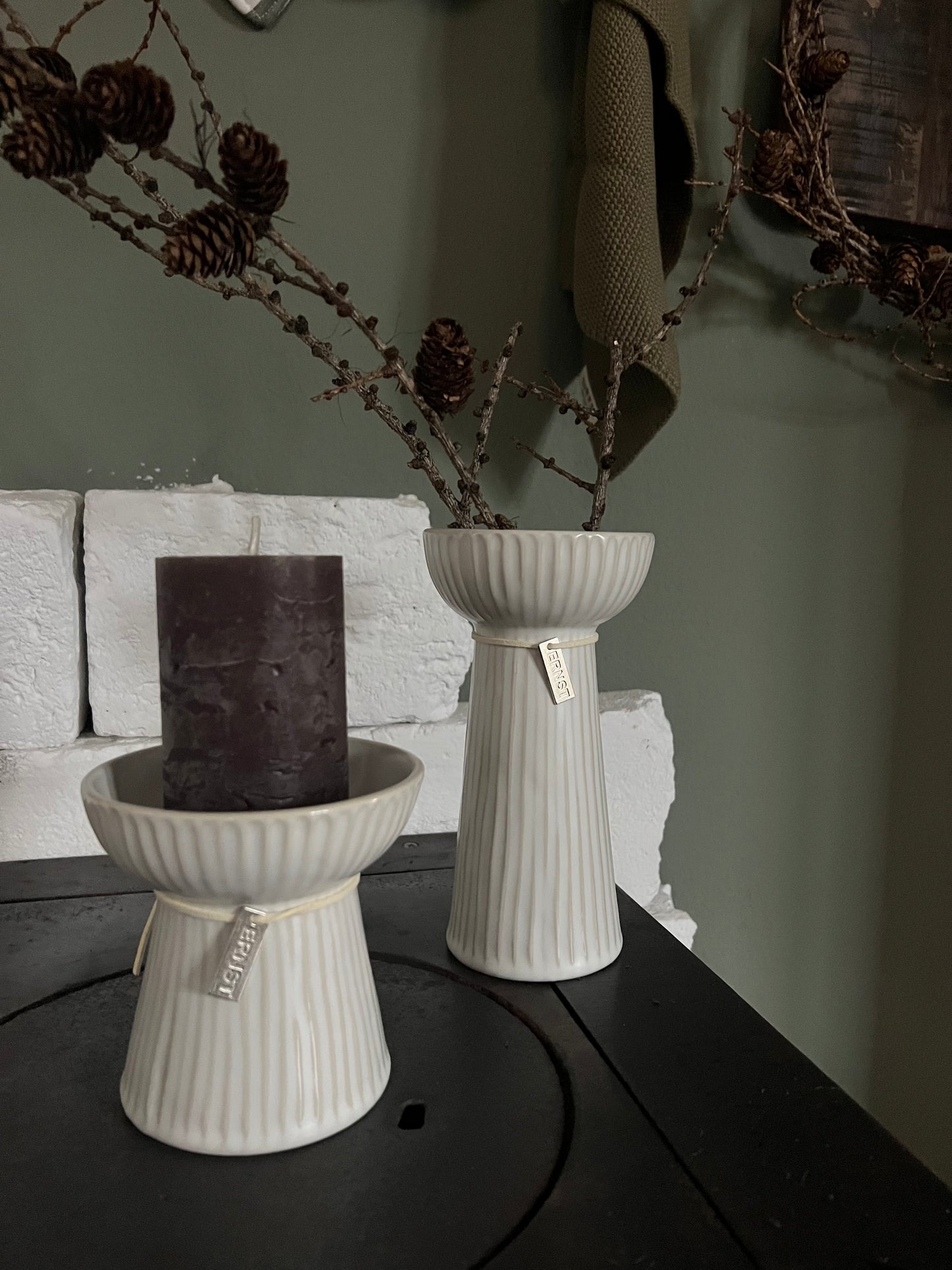 Hyazinthe Vase ERNST ribbled naturweiss