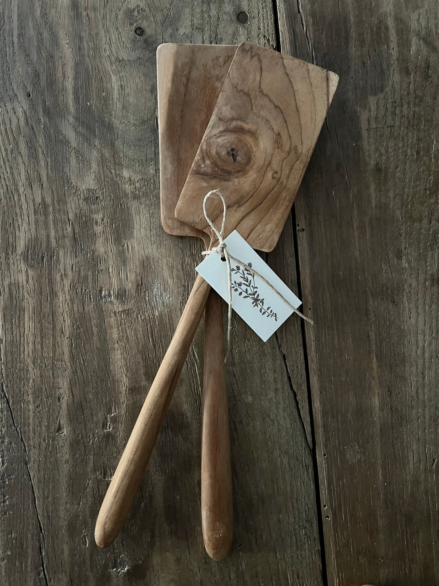 Salatbesteck eckig klein Holz