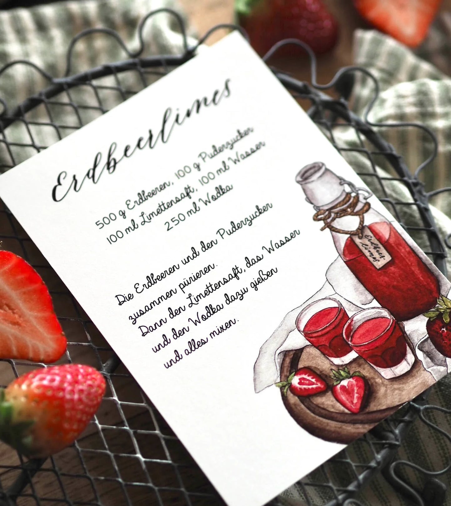 Postkarte "Erdbeerlimes"