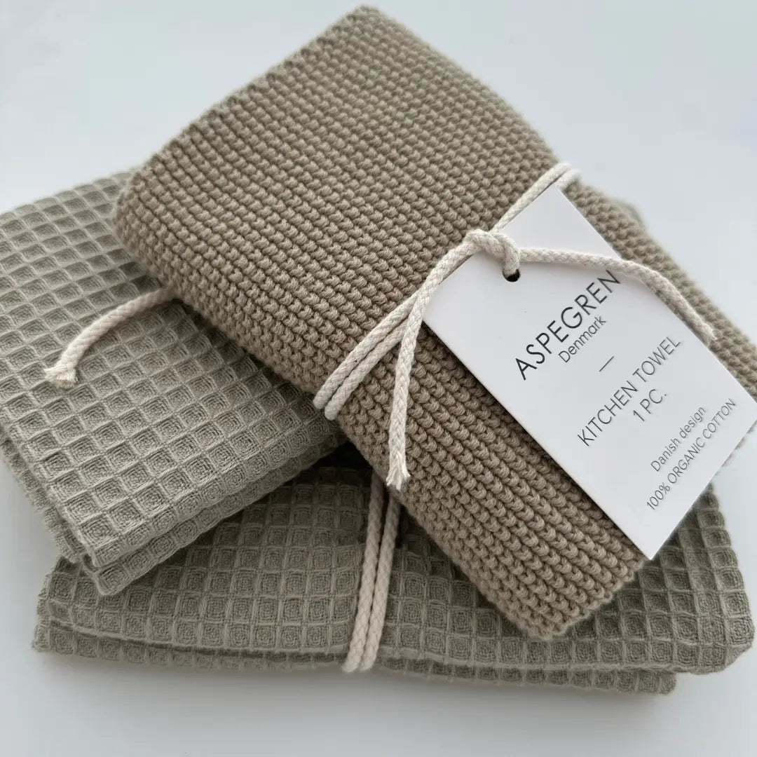 Handtuch gestrickt sesame