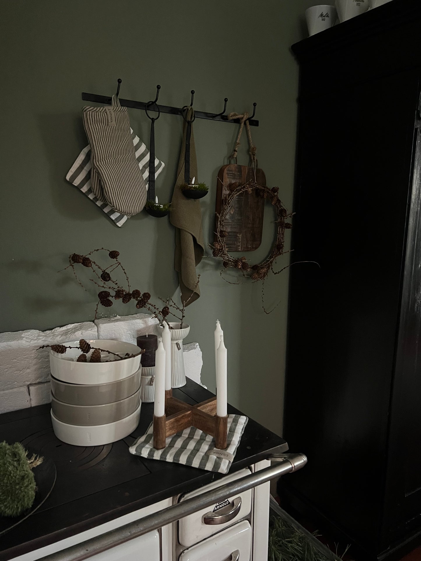 Ofen Handschuh ERNST olivgrün/natur