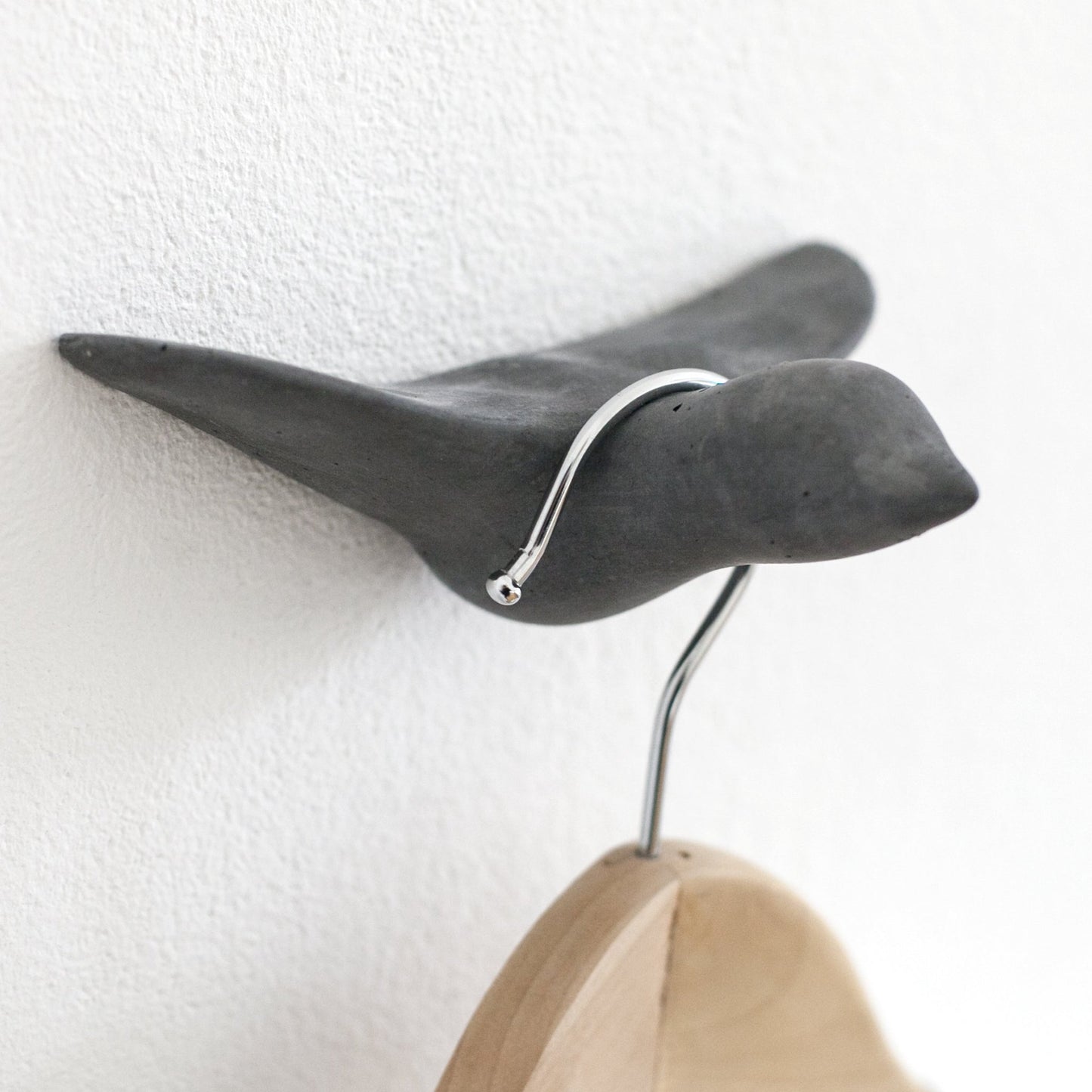 Wandhaken Vogel schwarz groß