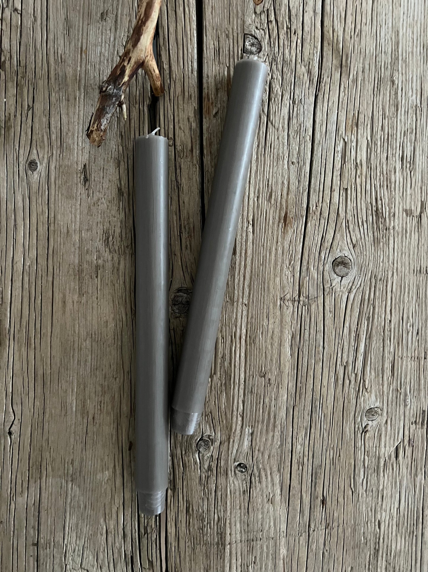Stabkerze hoch dunkles Leinen