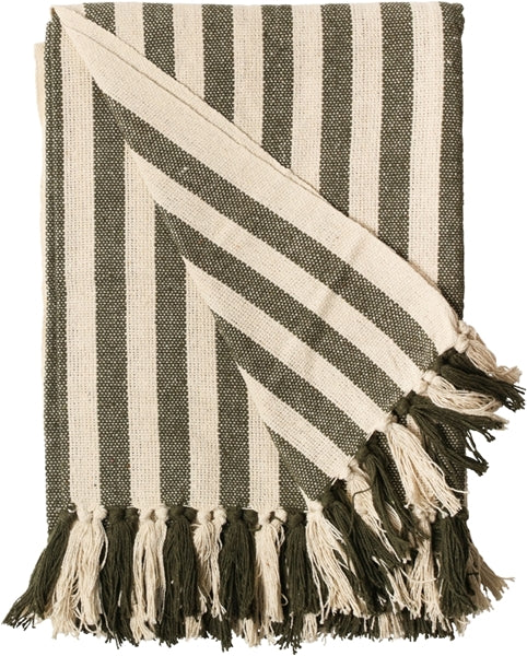 Decke gestreift pinie/beige