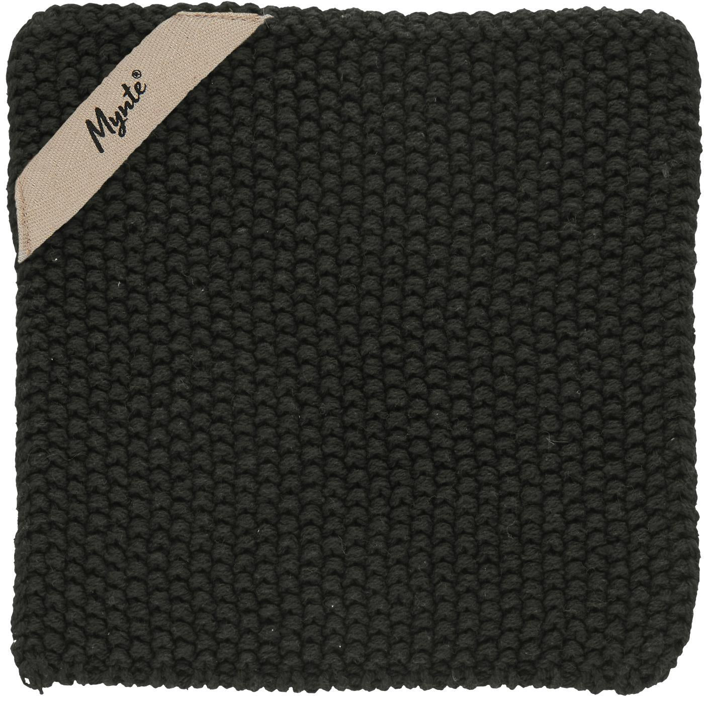 Topflappen Mynte gestrickt schwarz