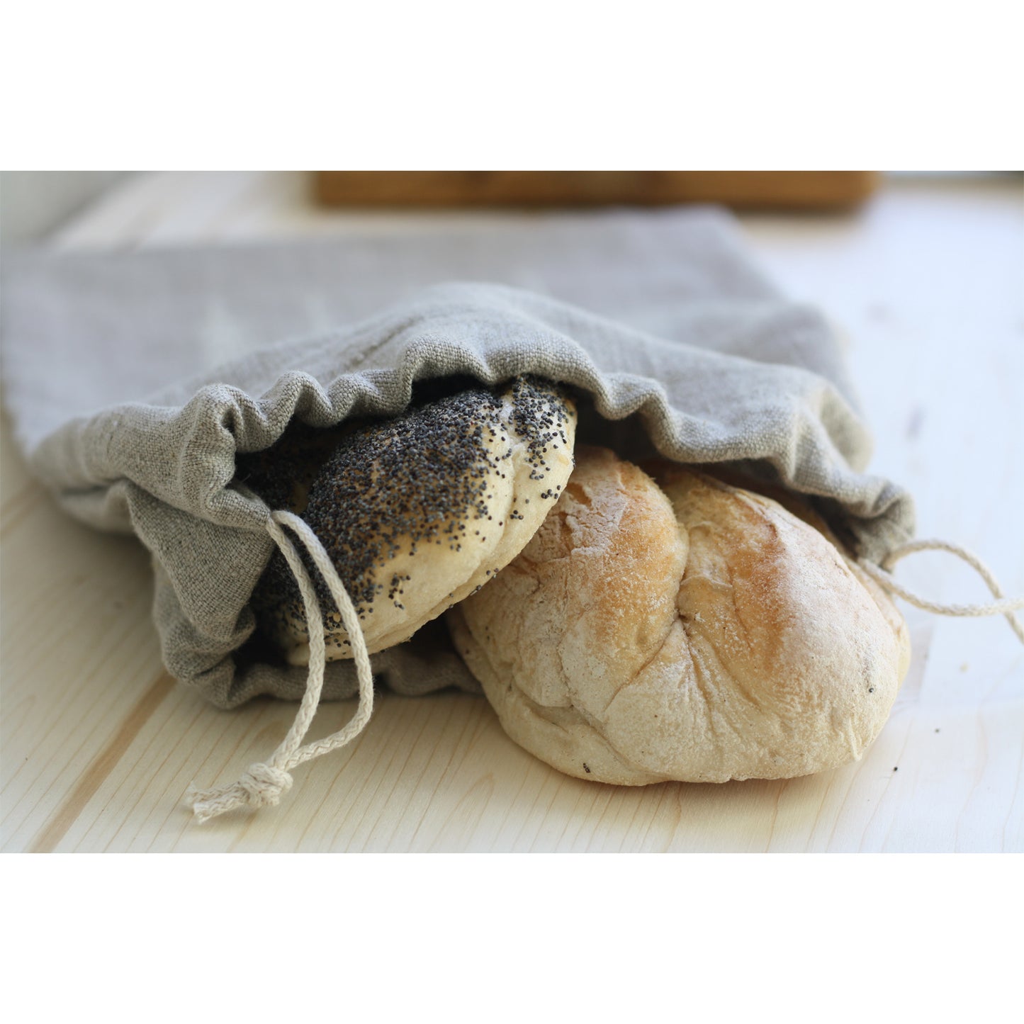 Brotbeutel Leinen mit Rezept anthrazit