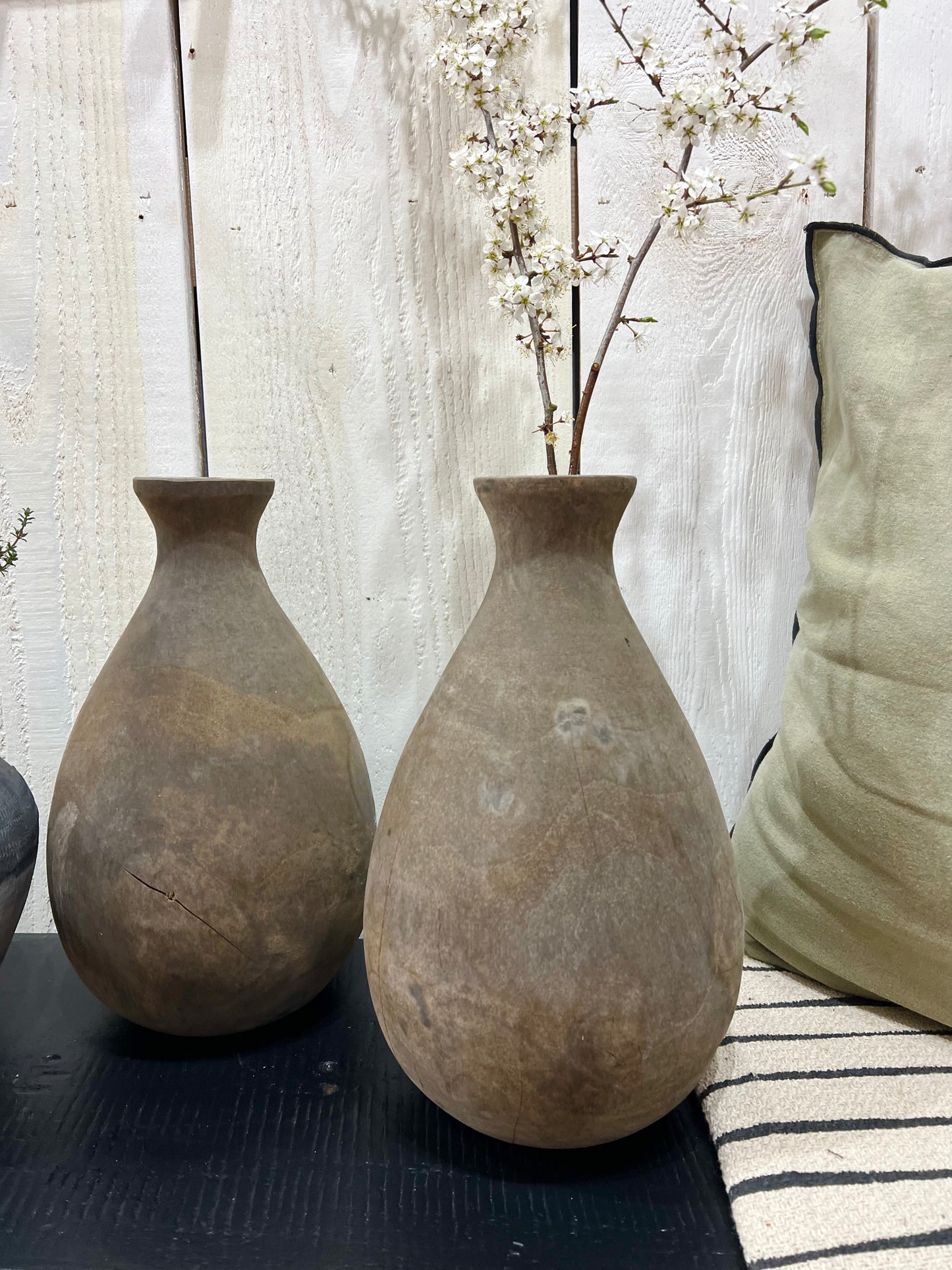Holzvase massiv groß