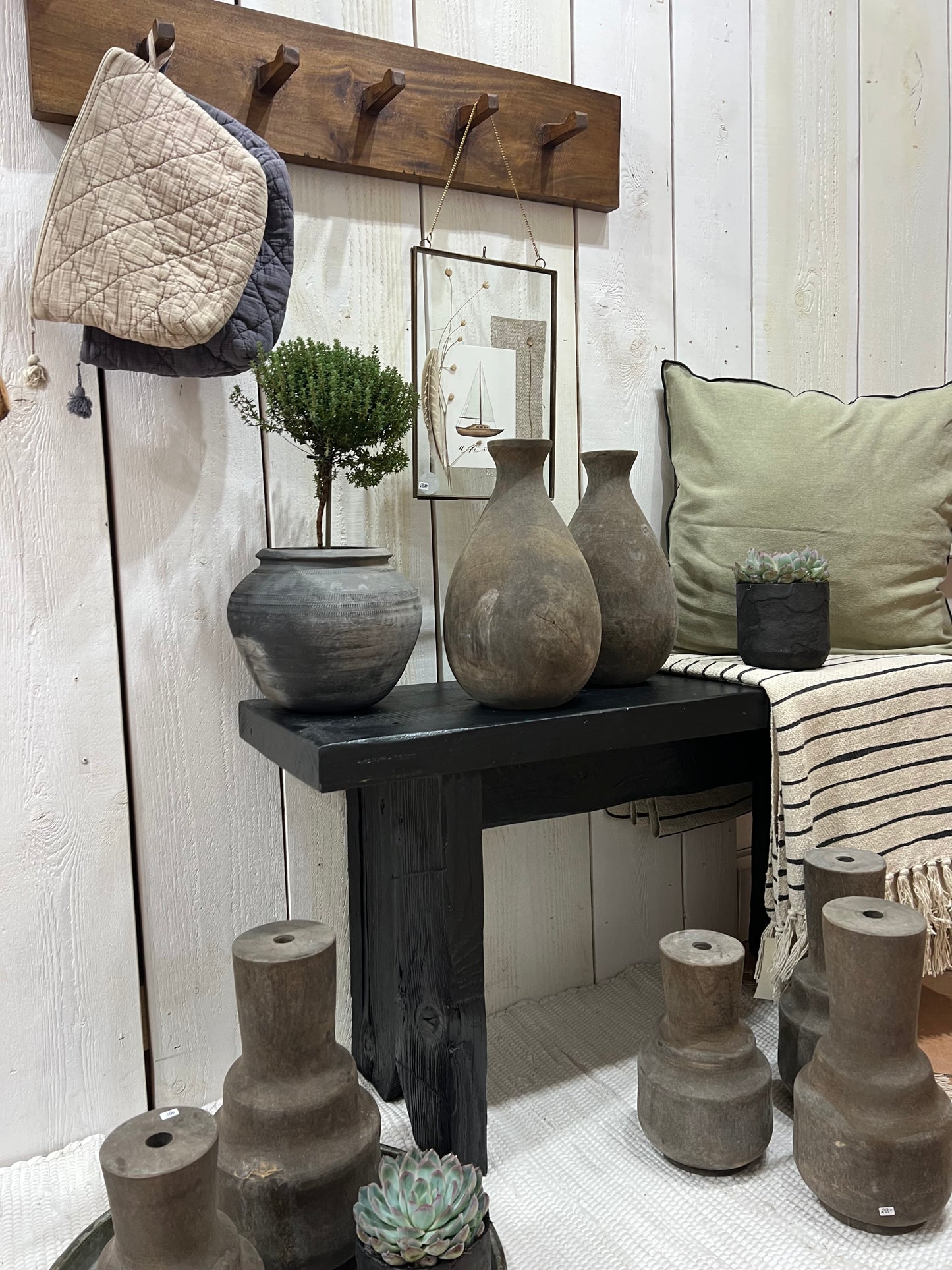 Holz Vase massiv klein