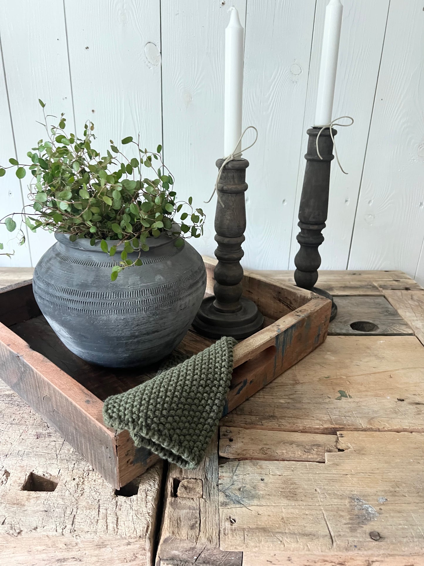 Altholz Tablett braun mit Griffen