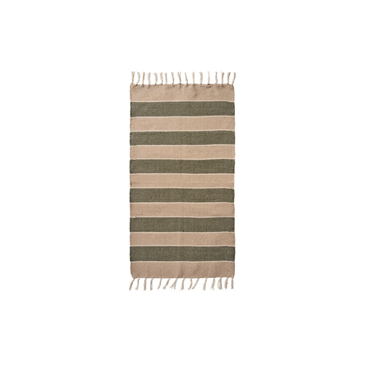 Bodenläufer creme, beige und olivegrüne Streifen Ib Laursen