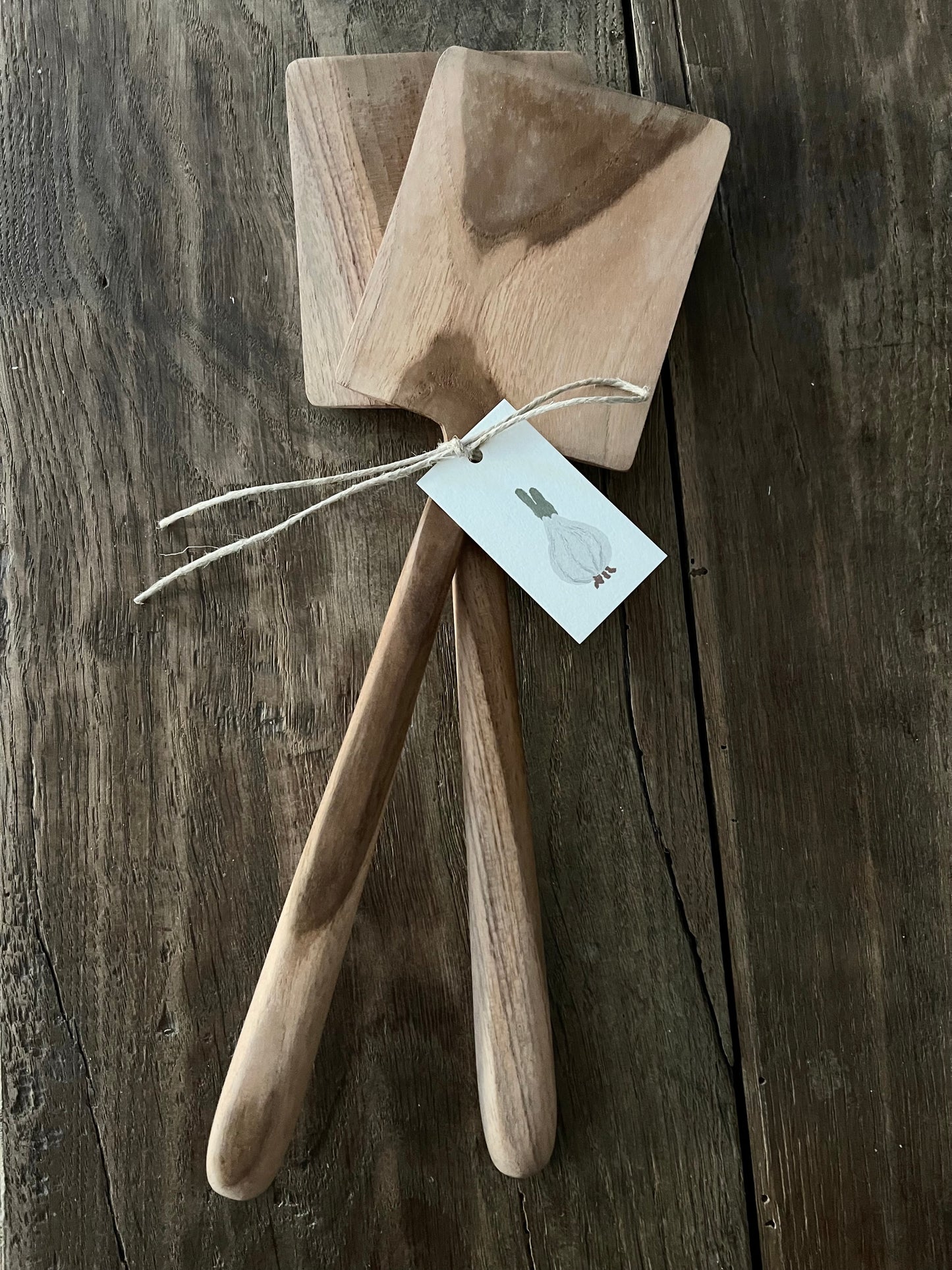 Salatbesteck eckig groß Holz