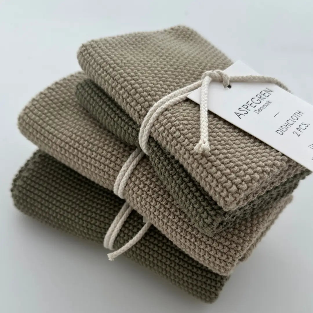 Handtuch gestrickt Olive