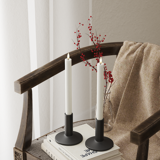 LED Stabkerze 2er Set weiß H:24 cm