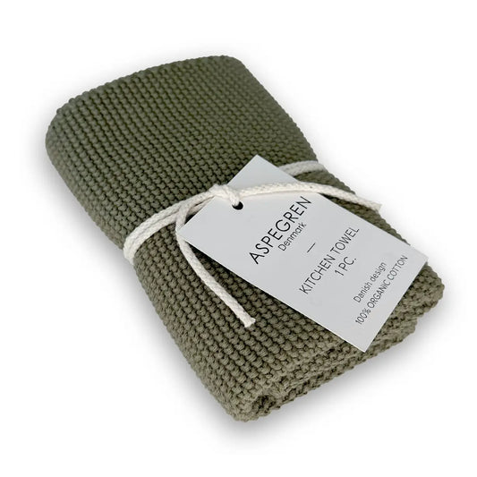 Handtuch gestrickt Olive