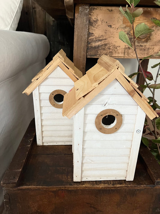 Vogelhäuschen 2er Set weiß