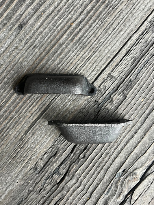 Muschelgriff schwarz braun Metall