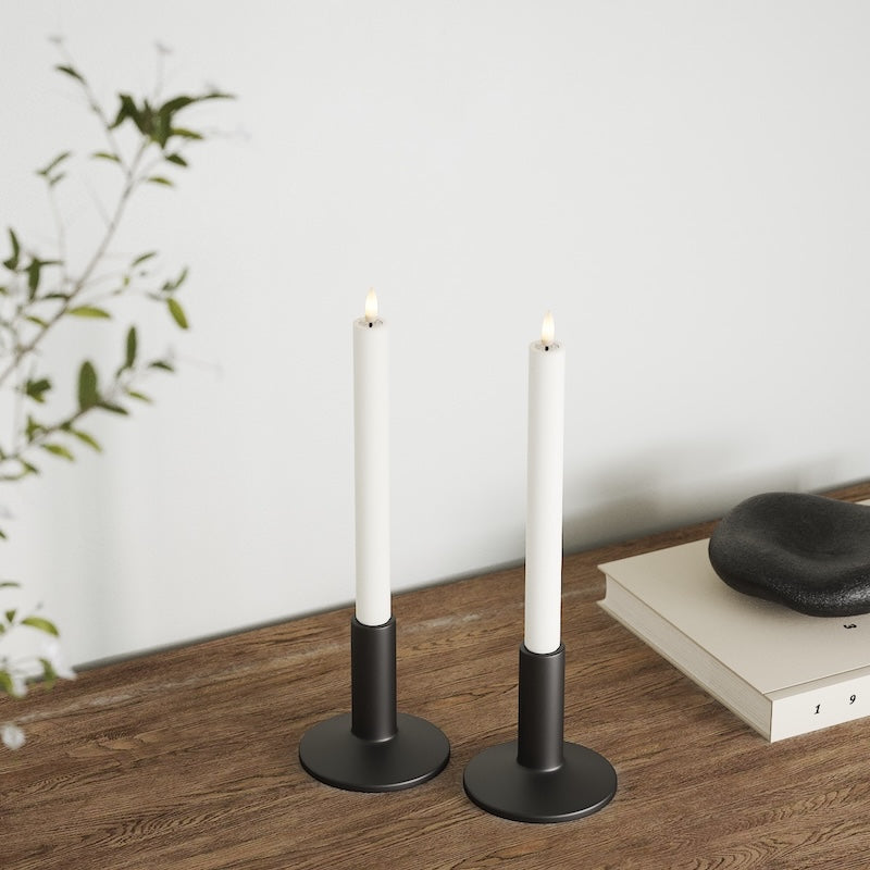 LED Stabkerze 2er Set weiß H:24 cm