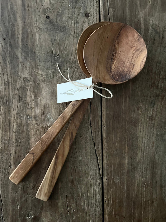 Salatbesteck rund Holz
