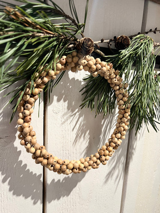 Holzperlen Kranz natur mini