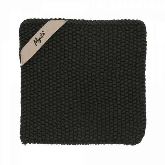 Topflappen Mynte gestrickt schwarz