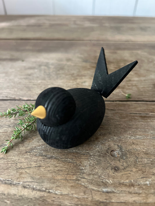 Holzvogel schwarz groß