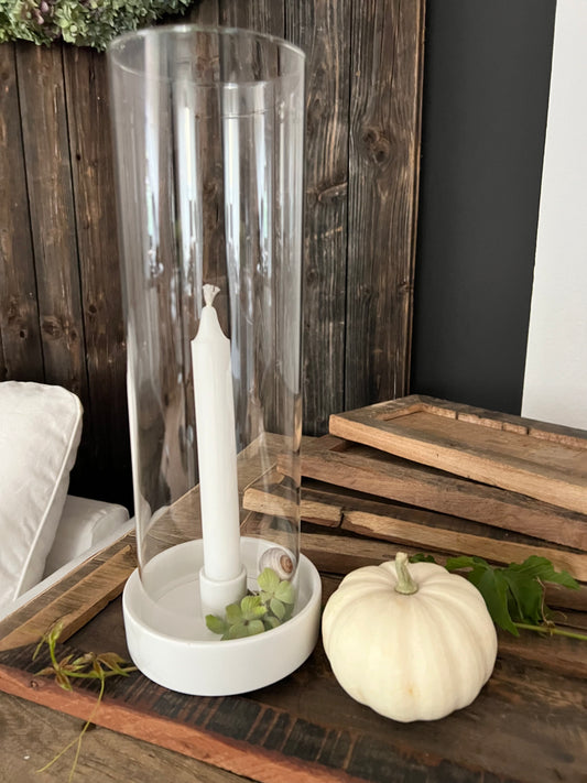 Windlicht mit Glaszylinder weiss