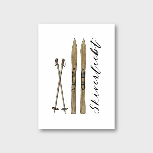 Postkarte „Skiverliebt“