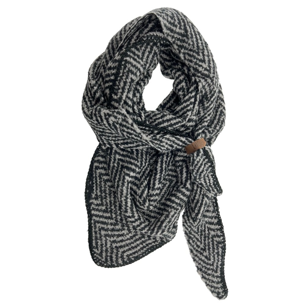 Schal Fischgrät schwarz grau