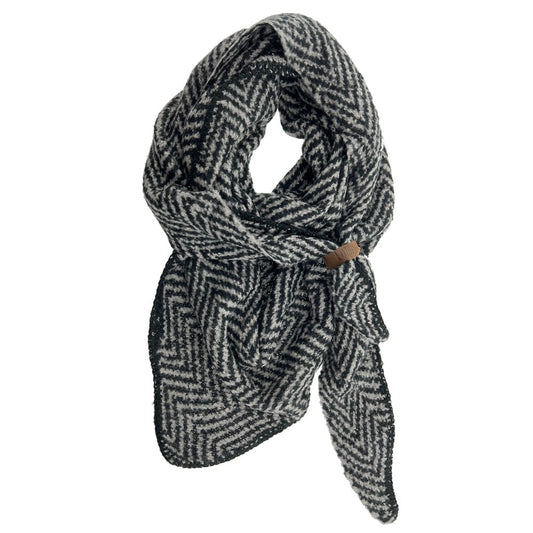 Schal Fischgrät schwarz grau
