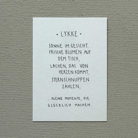 Postkarte „LYKKE“ Slowlay