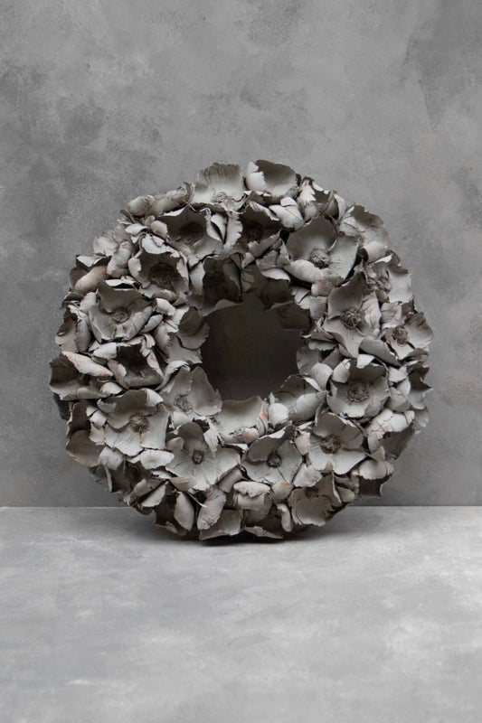 Palmschalen-Kranz grau D: 45 cm