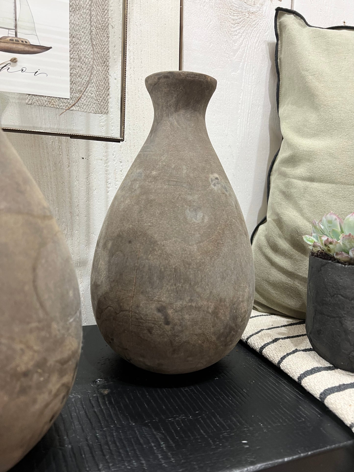 Holzvase massiv groß
