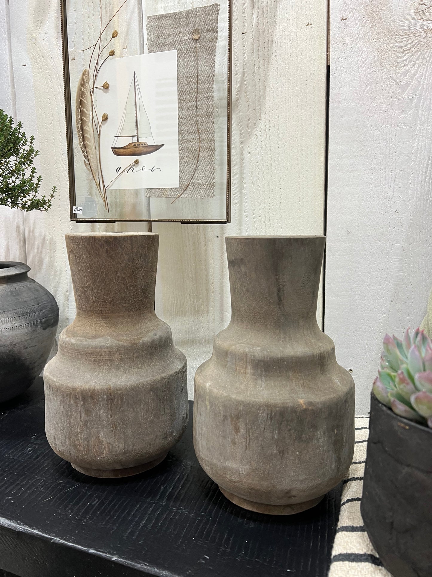 Holz Vase massiv klein