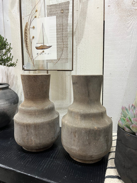 Holz Vase massiv klein