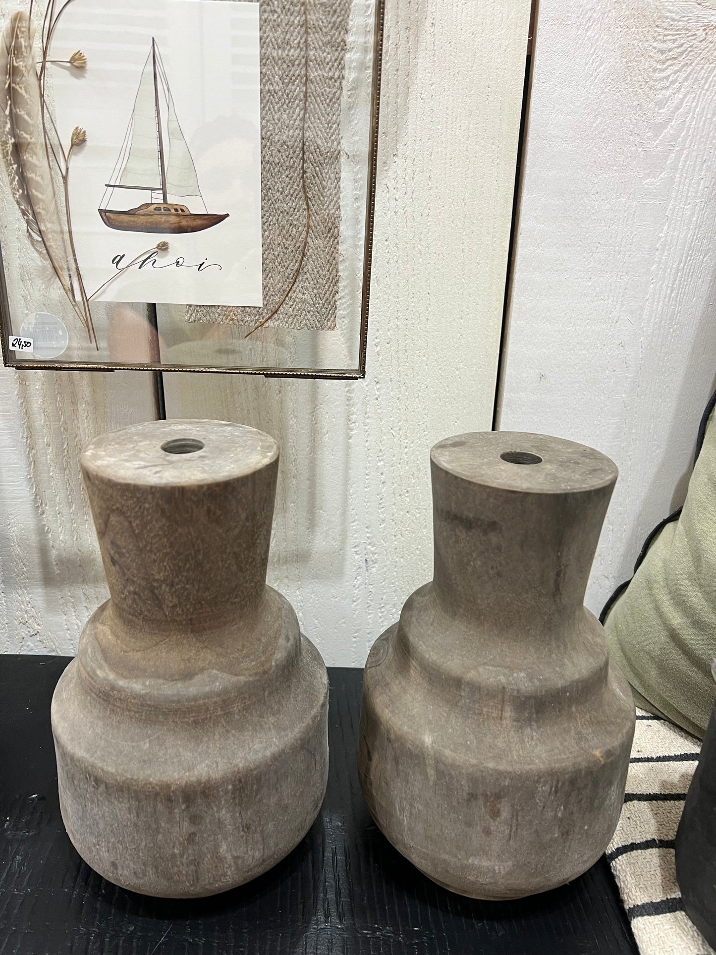 Holz Vase massiv klein