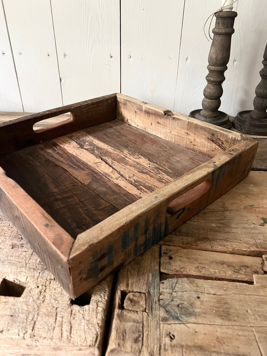Altholz Tablett braun mit Griffen