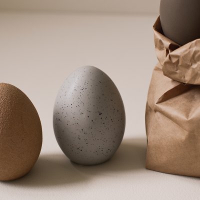 Keramik Ei stehend grau